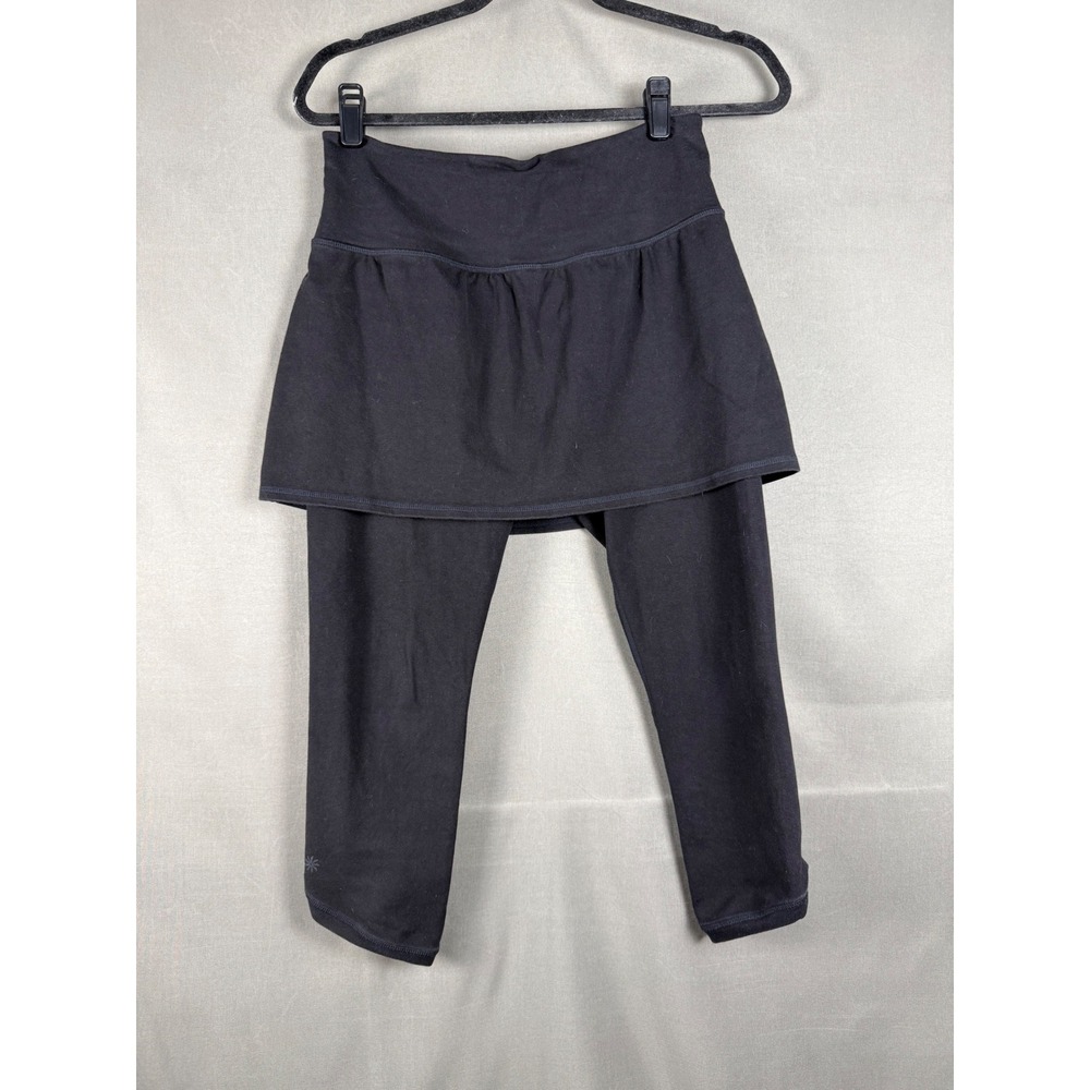 Athleta Skapri Skirted Leggings Women Size S Black Cotton Blend Crop Activewear